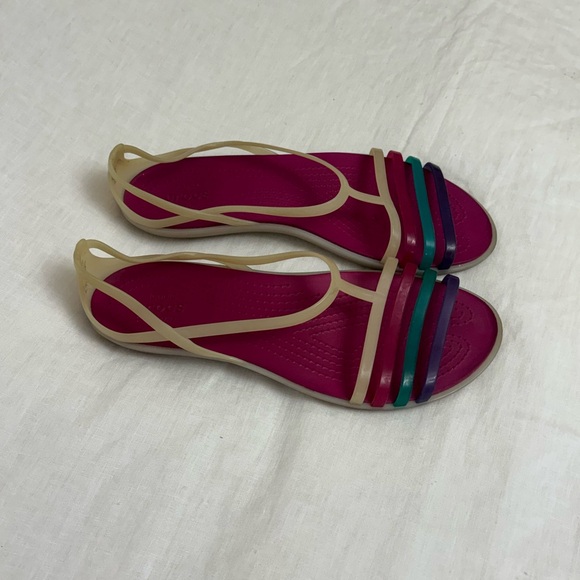 Crocs Isabella Pink Slip On Colorful Sandals Size 10 Summer Casual - Picture 7 of 11